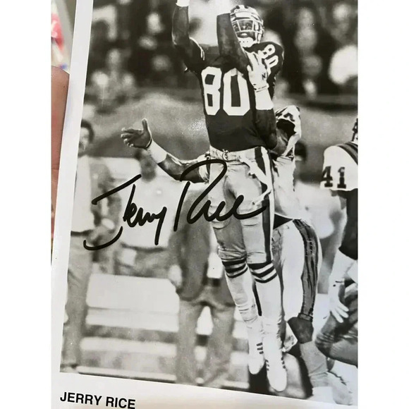 Autographed Signed Football Photo 4x6 Jerry Rice 49ers w/ Letter of Authenticity - Picture 3 of 4